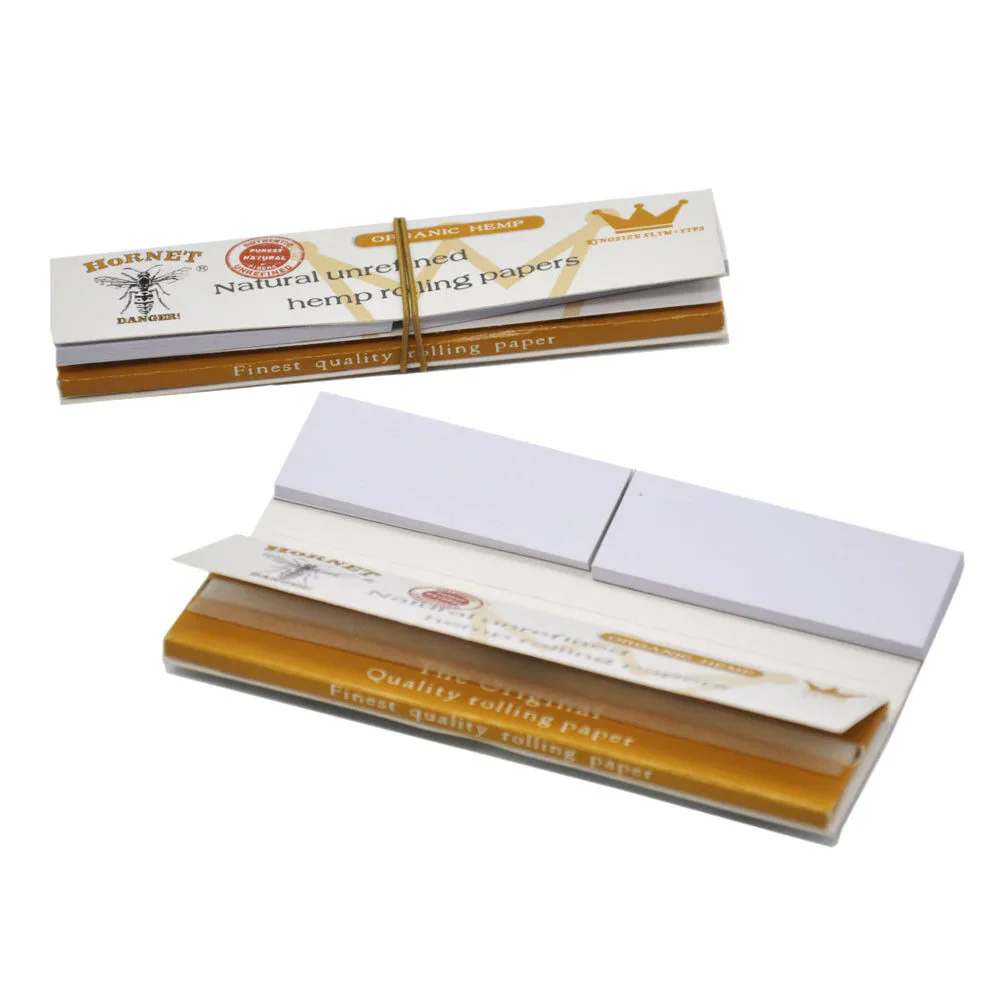 Hornet Organic Hemp White King Size Slim Rolling Paper + Tips