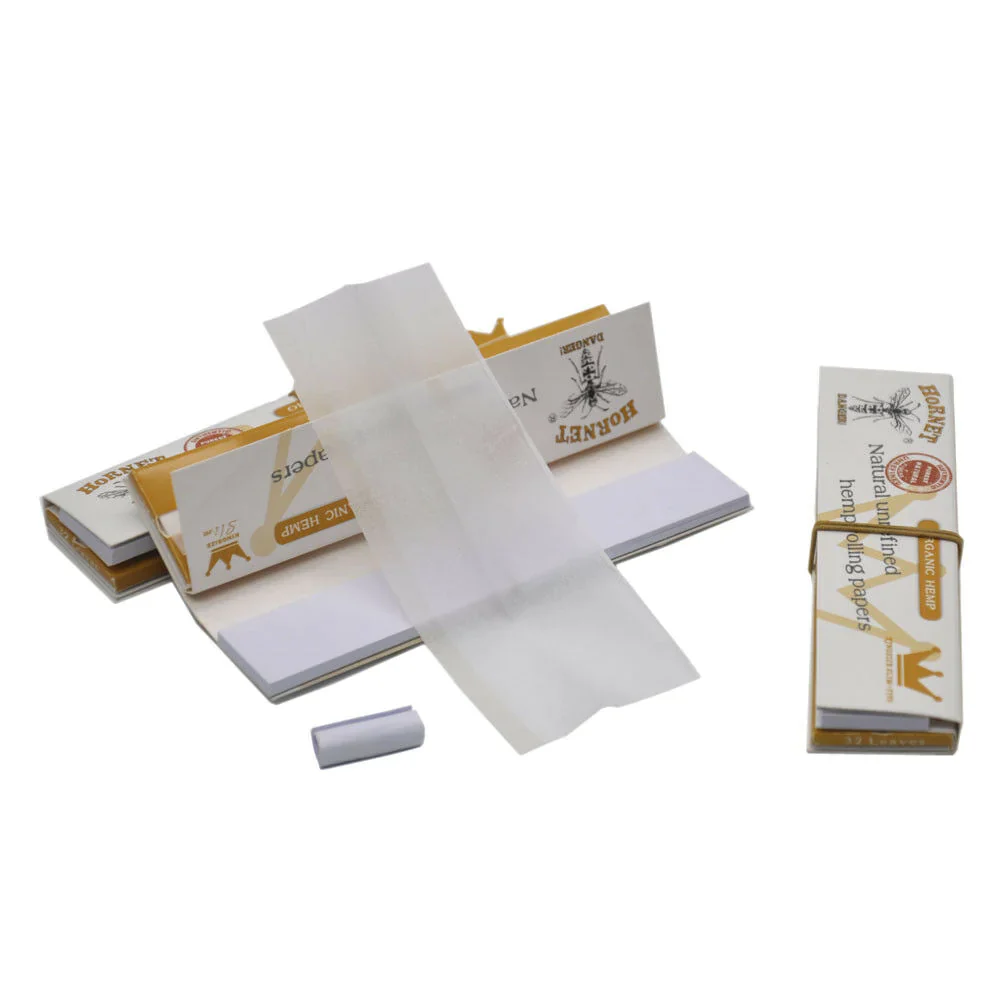 Hornet Organic Hemp White King Size Slim Rolling Paper + Tips - Image 2