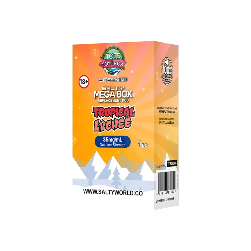Tropical Lychee -Salty Mega Box Replacement Pod 19.95mg/mL - Image 2