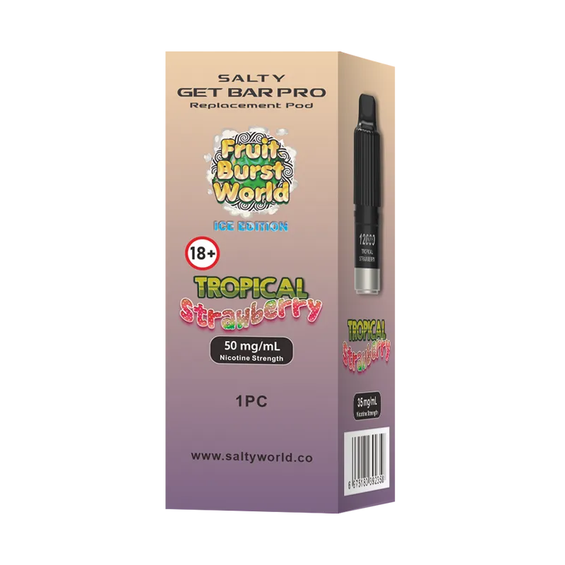 Tropical Strawberry -Salty GET Bar PRO Replacement Pod 28.5mg/ml - Image 2